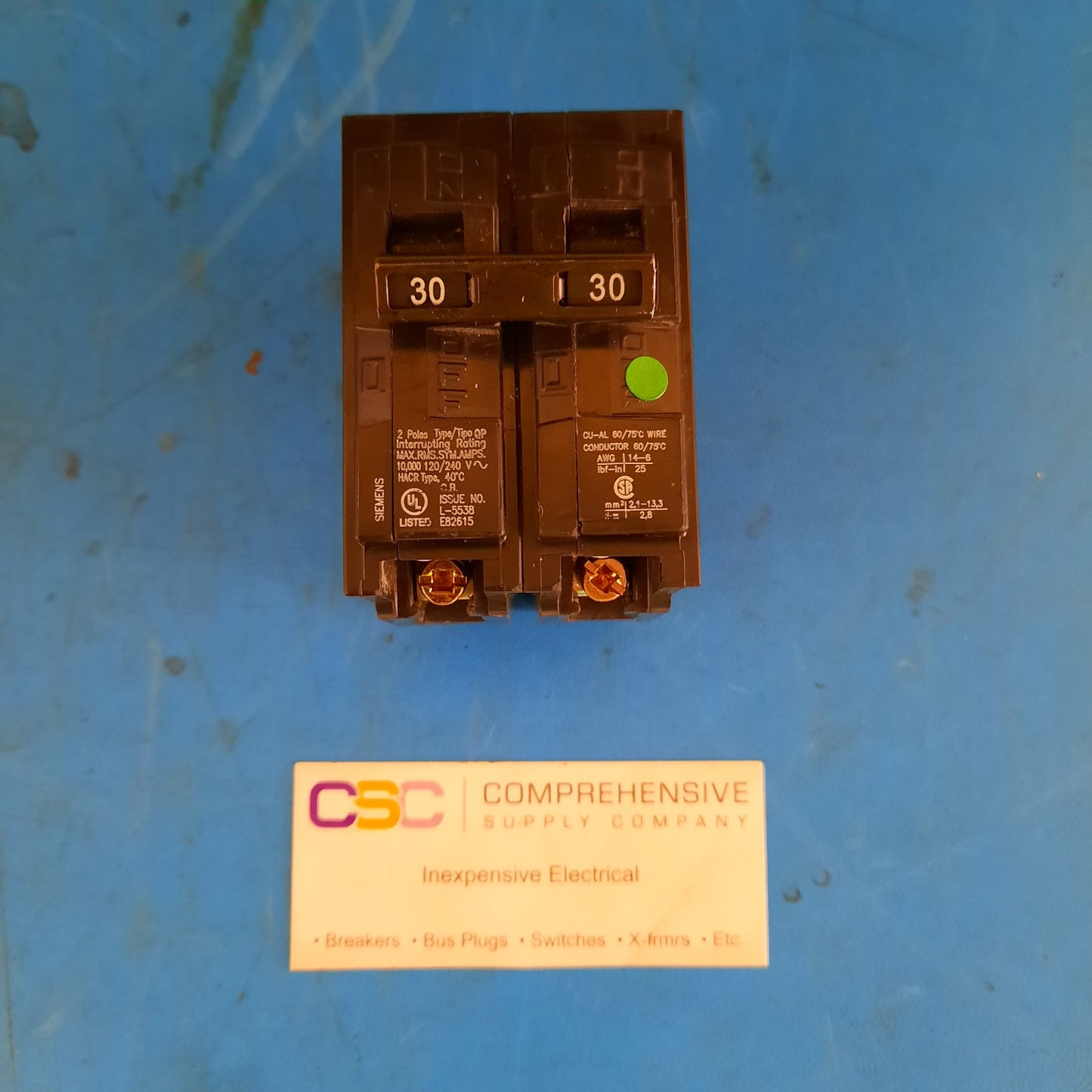 Q230 - Siemens 30A Amp 2P Pole 10kA@120/240V Plug On Circuit Breaker