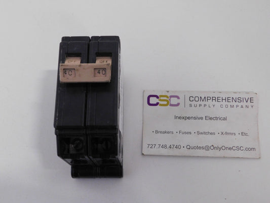 CH240 - Cutler Hammer 40A Amp 2P Pole 10kA@120/240V Plug On Circuit Breaker
