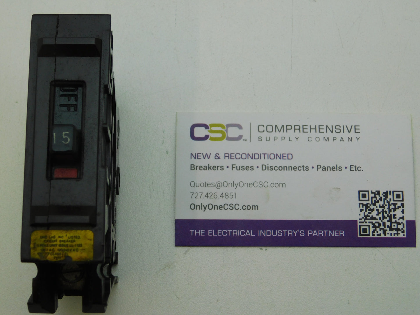 A115NI - Wadsworth 15A Amp 1P Pole 10kA@120V Plug On Circuit Breaker