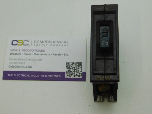 A115 - Wadsworth 15A Amp 1P Pole 10kA@120V Plug On Circuit Breaker W/Metal Foot