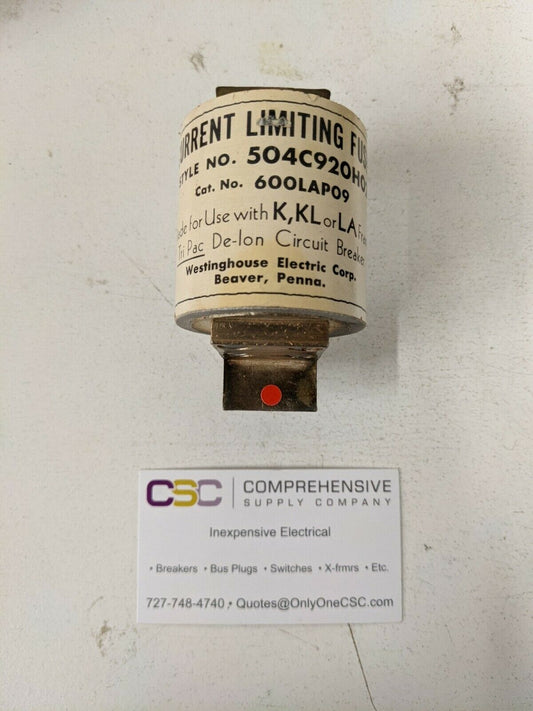 600LAP09 - Westinghouse 600V Fuse For Use With K, Kl, La Frame Tri Pac De Ion Breakers