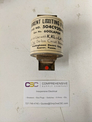 600LAP09 - Westinghouse 600V Fuse For Use With K, Kl, La Frame Tri Pac De Ion Breakers