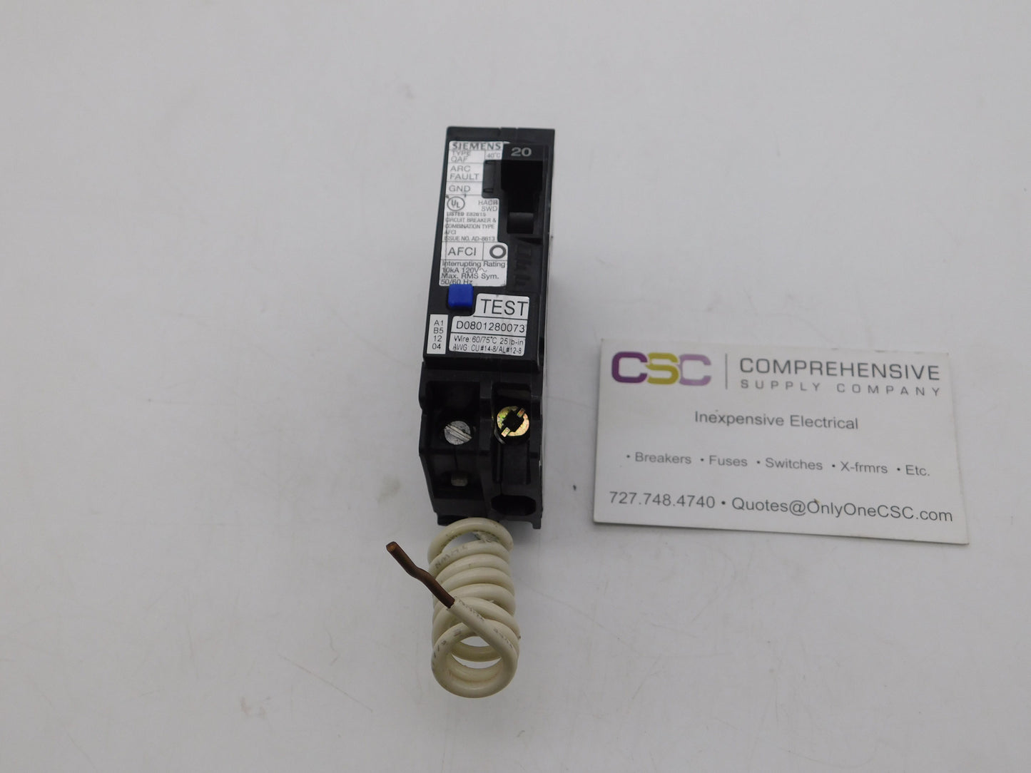 QA120AFC - Siemens 20A Amp 1P Pole 10kA@120V Plug On Combo Arc Fault AFCI Circuit Breaker