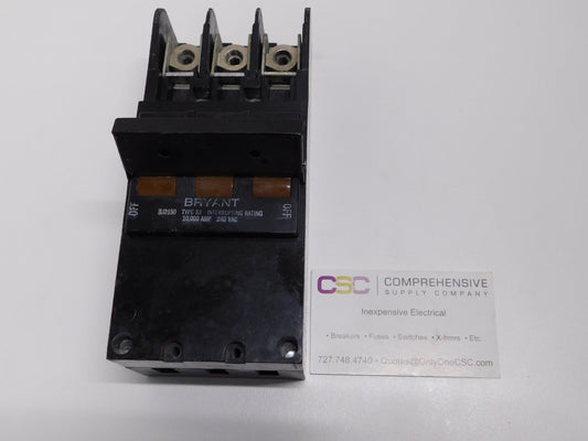 BJ3150 - Bryant 150A Amp 3P Pole 10kA@240V Plug On Main Circuit Breaker W/Brown Handle