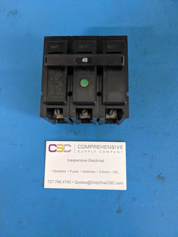 BR340 - Cutler Hammer 40A Amp 3P Pole 10kA@240V Plug On Circuit Breaker