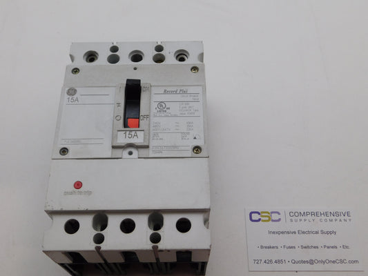 FBV36TE015RV - GE 15A Amp 3P Pole 600V 35kA@480V Feed Through Record Plus Circuit Breaker