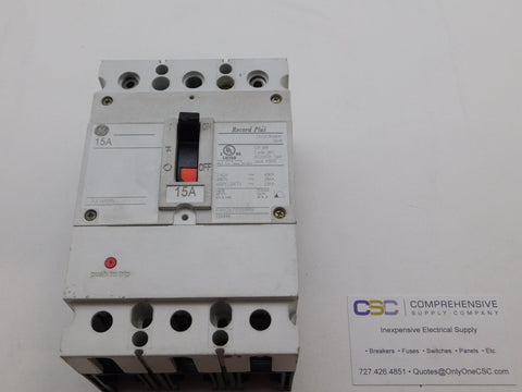 FBV36TE015RV - GE 15A Amp 3P Pole 600V 35kA@480V Feed Through Record Plus Circuit Breaker
