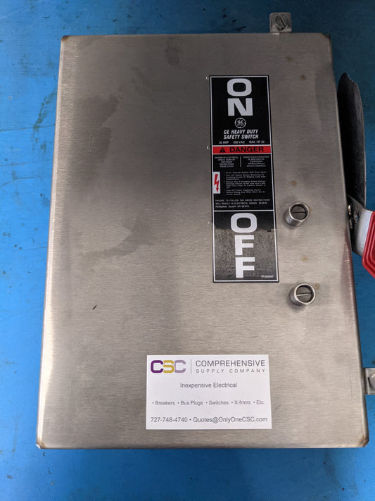 TH3361SS316 - GE 30A Amp 3P Pole 600V Fusible Nema 4X 316 Ss Safety Switch