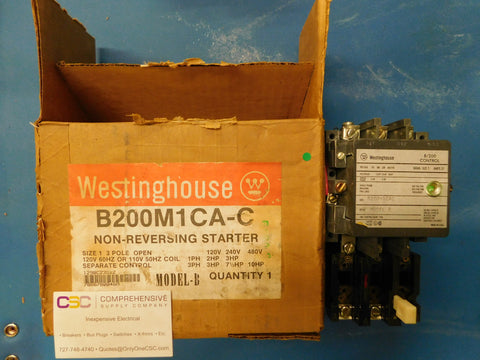 B200M1CA-C - Westinghouse 27A Amp 3P Pole 480V Nema Size 1 Non-Rev Motor Starter W/120V Coil