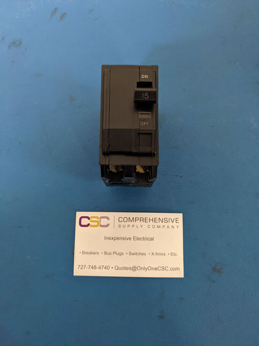 QO215 - Square D 15A Amp 2P Pole 10kA@120/240V Plug On Black Circuit Breaker