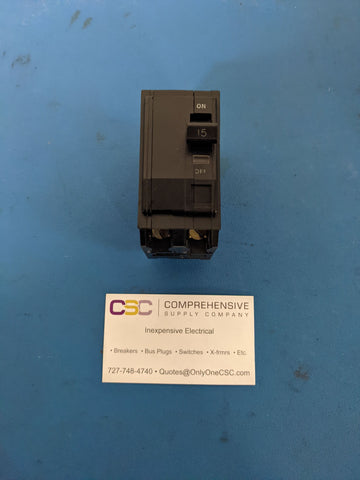 QO215 - Square D 15A Amp 2P Pole 10kA@120/240V Plug On Black Circuit Breaker