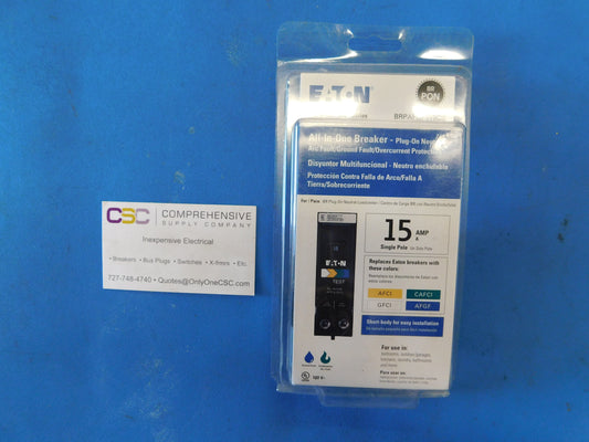BRPAFGF115 - Eaton 15A Amp 1P Pole 10kA@120V Plug On Dual Function Afc/Gfci Circuit Breaker