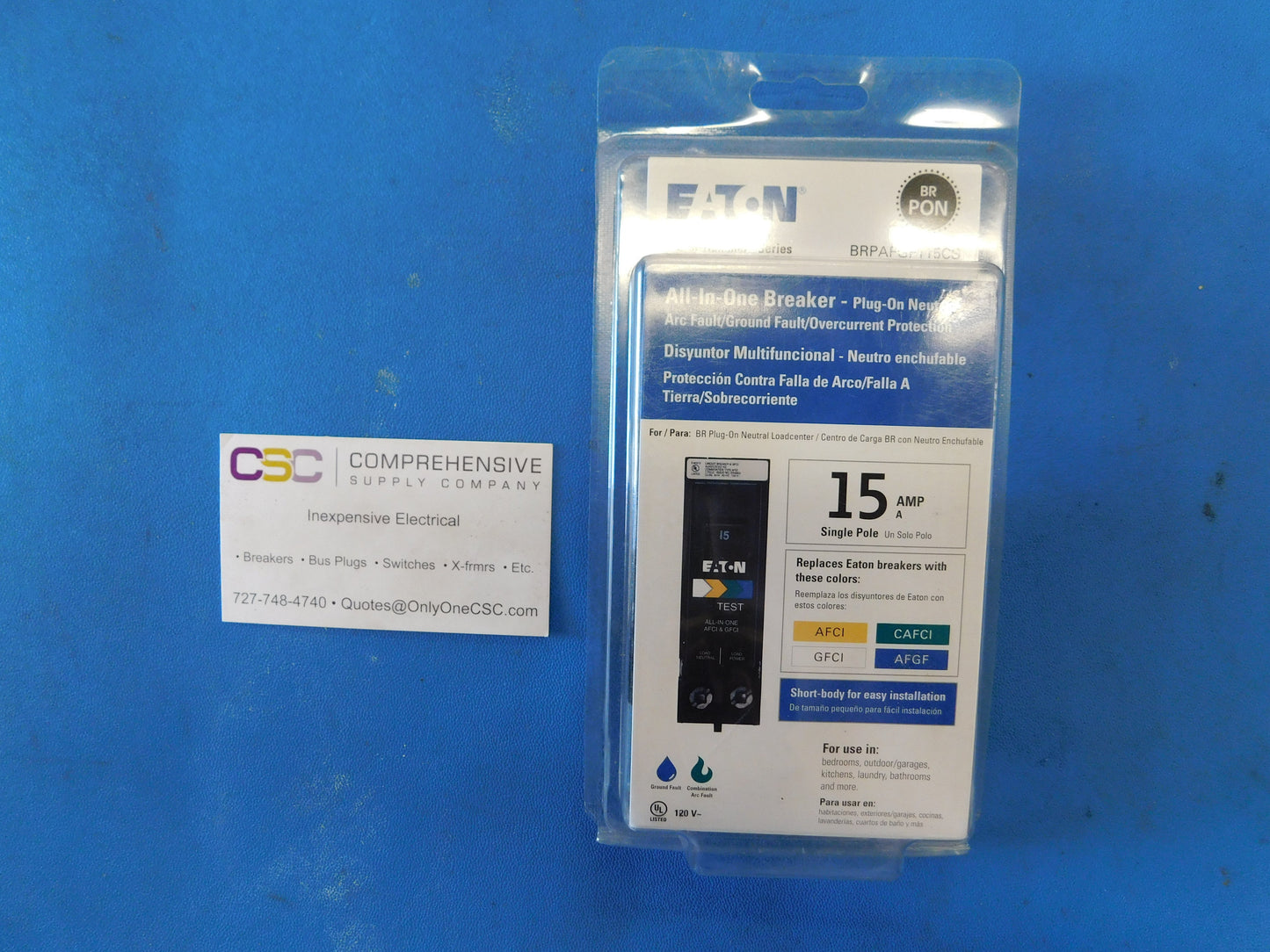 BRPAFGF115 - Eaton 15A Amp 1P Pole 10kA@120V Plug On Dual Function Afc/Gfci Circuit Breaker