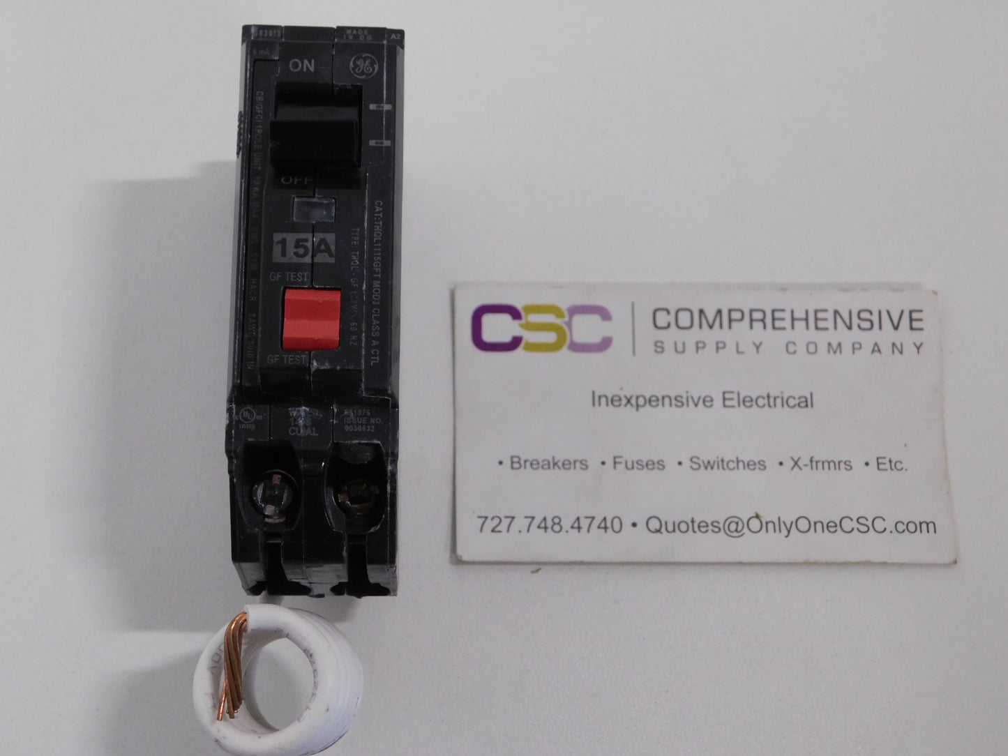 THQL1115GFT - GE 15A Amp 1P Pole 10kA@120V Plug On Ground Fault GFCI Circuit Breaker