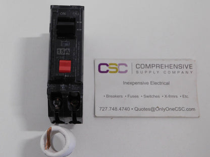 THQL1115GFT - GE 15A Amp 1P Pole 10kA@120V Plug On Ground Fault GFCI Circuit Breaker