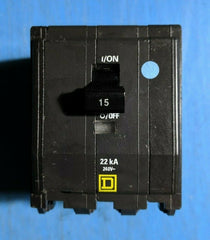 QOB315VH - Square D 15A Amp 3P Pole 22kA@240V Bolt On Circuit Breaker