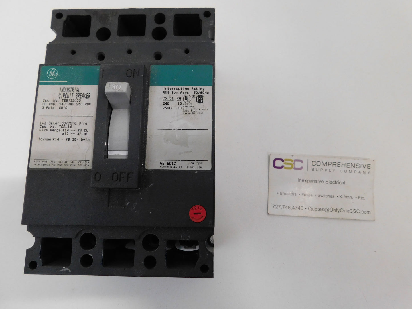 TEB132030 - GE 30A Amp 3P Pole 10kA@240V Feed Through Circuit Breaker