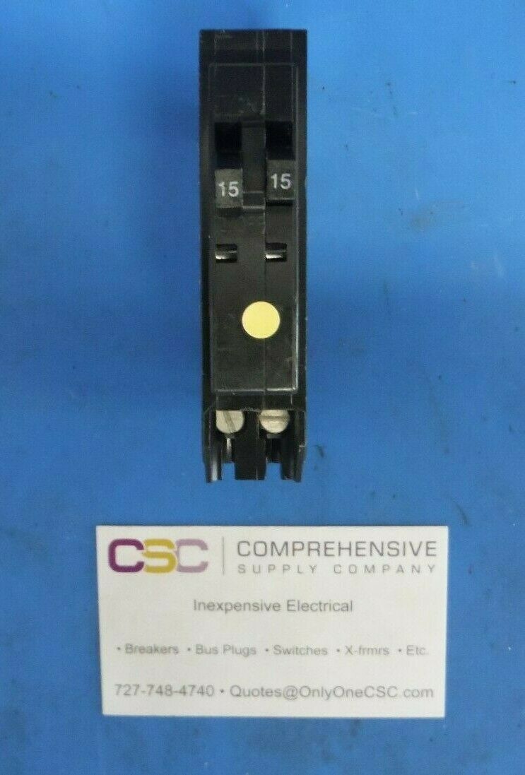 QOT1515 - Square D 15/15A Amp 2X1P Pole 10kA@120/240V Plug On Duplex Circuit Breaker W/Rejection Hook