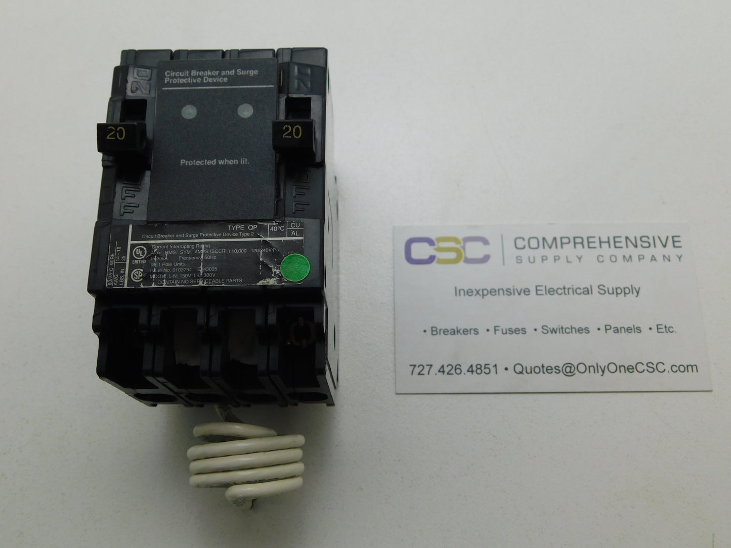 QSA2020SPD - Siemens 20/20A Amp 2X1P Pole 10kA@120/240V Plug On Duplex Circuit Breaker And Spd Surge Protective Device