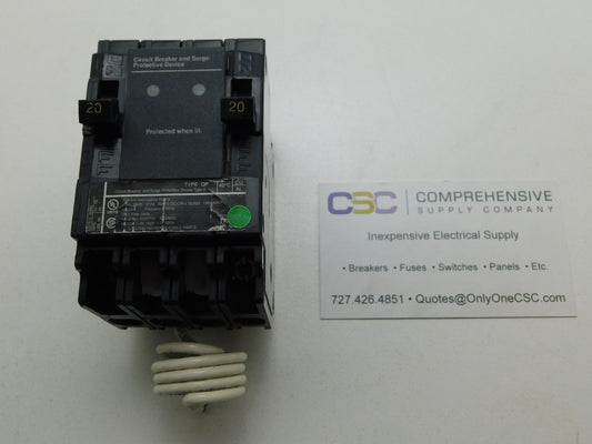 QSA2020SPD - Siemens 20/20A Amp 2X1P Pole 10kA@120/240V Plug On Duplex Circuit Breaker And Spd Surge Protective Device