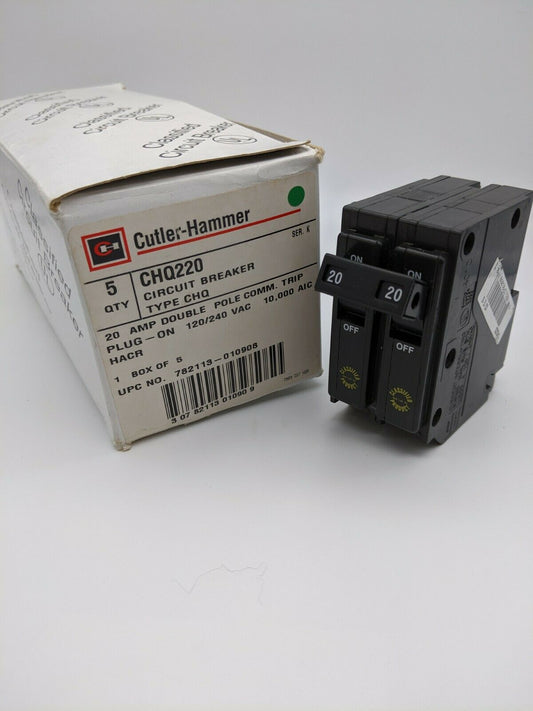 CHQ220 - Cutler Hammer 20A Amp 2P Pole 10kA@120/240V Plug On Circuit Breaker