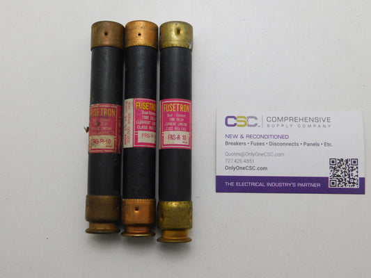 FRSR10 - Bussmann 10A Amp 600V Class Rk5 Fusetron Time Delay Cartirdge Fuse - 3 Pack & Original Series
