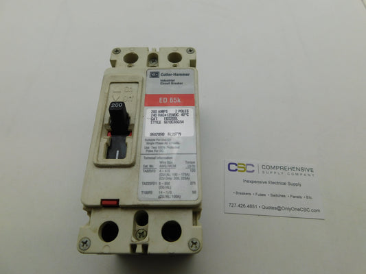 ED2200L - Cutler Hammer 200A Amp 2P Pole 65kA@240V Feed Through Circuit Breaker W/Red Label