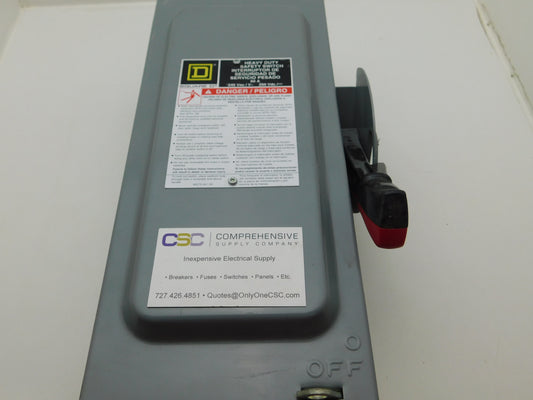 H222N - Square D 60A Amp 2P Pole 240V Nema 1 Fusible Heavy Duty Safety Switch W/Neutral