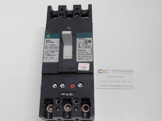 TFJ236100WL - GE 100A Amp 3P Pole 600V 22kA@480V Bolt On Circuit Breaker W/Lugs