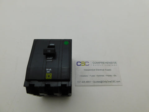 QO310 - Square D 10A Amp 3P Pole 10kA@240V Plug On Circuit Breaker
