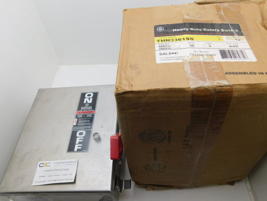 THN3361SS - GE 30A Amp 3P Pole 600V Nema 4/4X Non-Fusible Heavy Duty Ss Safety Switch