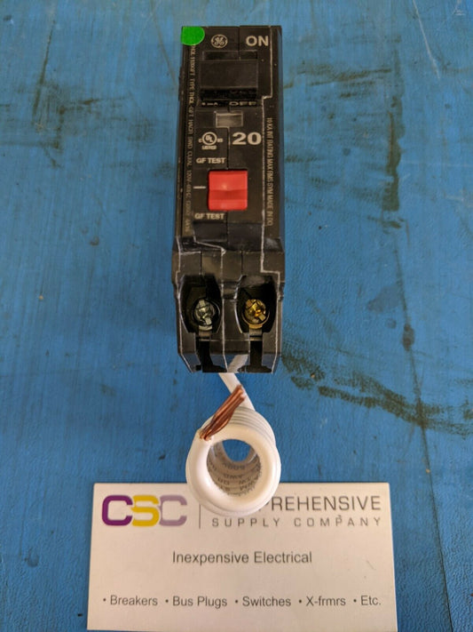 THQL1120GFT - GE 20A Amp 1P Pole 10kA@120V Plug On Ground Fault GFCI Circuit Breaker