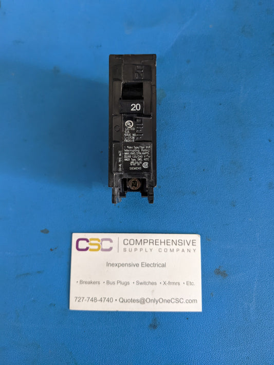 B120H - Siemens 20A Amp 1P Pole 22kA@120/240V Bolt On Circuit Breaker