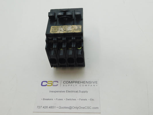 Q22030CT - Siemens 20/30/30/20A Amp 4P (1P/2P/1P) Pole 10kA@120/240V Plug On Triplex Circuit Breaker