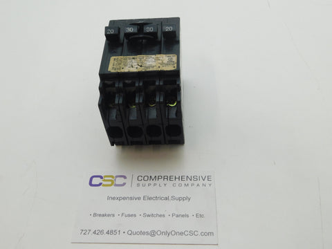 Q22030CT - Siemens 20/30/30/20A Amp 4P (1P/2P/1P) Pole 10kA@120/240V Plug On Triplex Circuit Breaker
