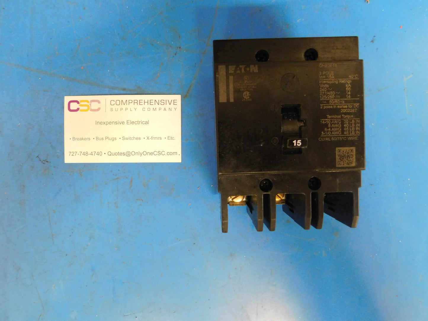 GHB3015 - Eaton 15A Amp 3P Pole 14kA@480Y/277V Bolt On Circuit Breaker