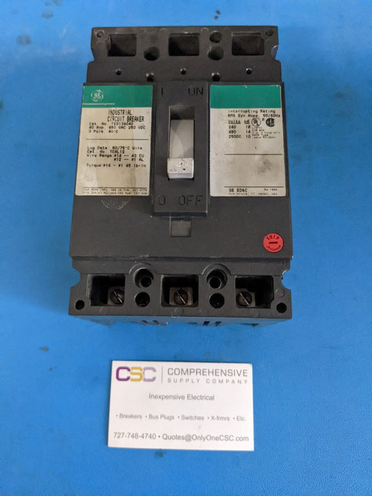 TED134040 - GE 40A Amp 3P Pole 18kA@480V Bolt On Circuit Breaker