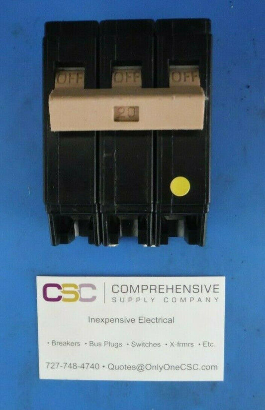 CH320 - Cutler Hammer 20A Amp 3P Pole 10kA@240V Plug On Circuit Breaker W/Metal Foot