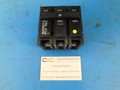 BR320 - Eaton 20A Amp 3P Pole 10kA@240V Plug On Circuit Breaker