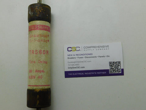 TRS80R - Gould Shawmut 80A Amp 600V Class Rk5 Tri-Onic Time Delay Cartridge Fuse - Original Series