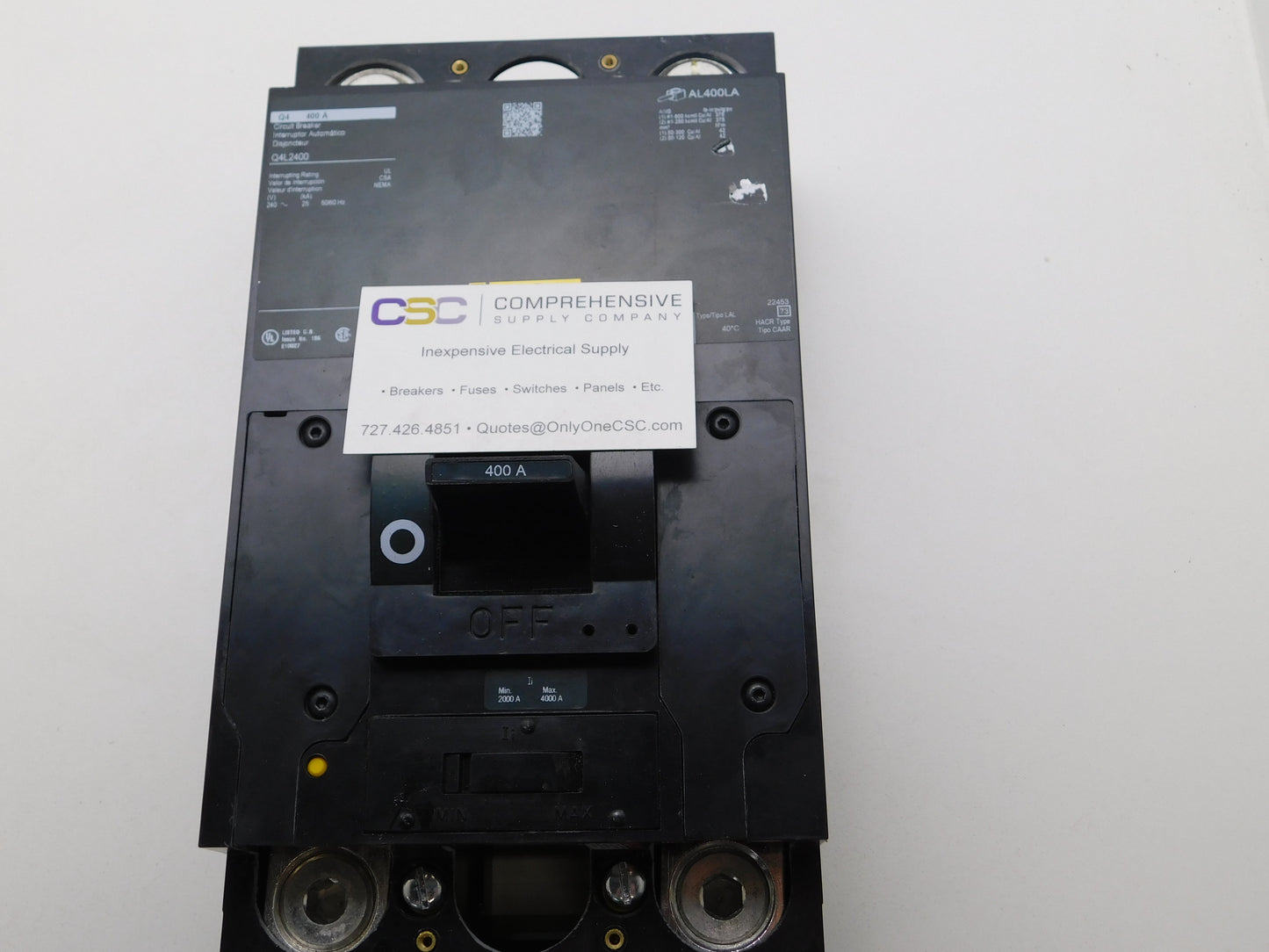 Q4L2400 - Square D 400A Amp 2P Pole 25kA@240V Feed Through Circuit Breaker W/Green Label