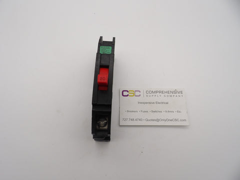 Q120 - Zinsco 20A Amp 1P Pole 10kA@120V Plug On Circuit Breaker W/Red Handle