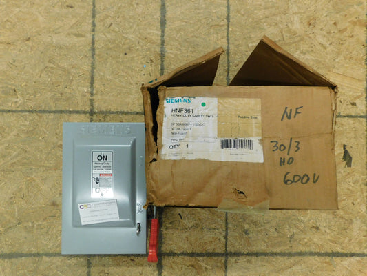 HNF361 - Siemens 30A Amp 3P Pole 600V Nema 1 Non-Fusible Safety Switch