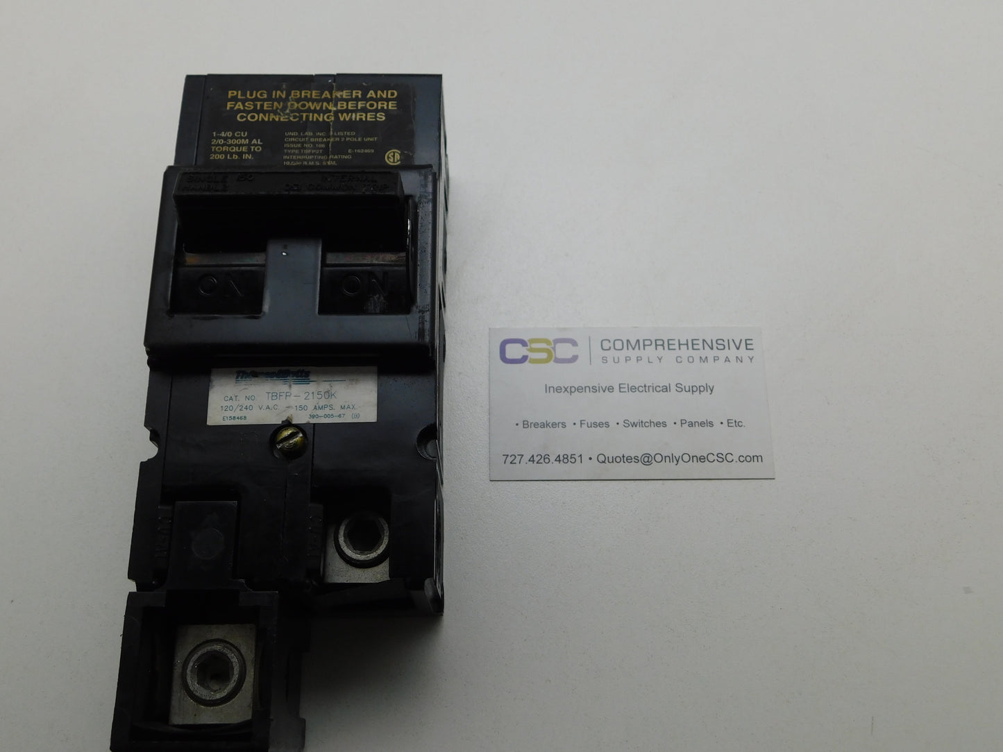 TBFP2150K - T & B 150A Amp 2P Pole 10kA@240V Plug On Circuit Breaker W/Offset Lugs
