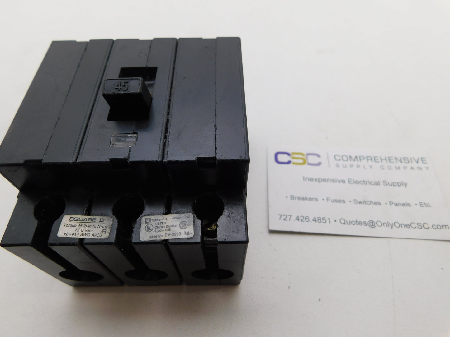 EHB34045 - Square D 45A Amp 3P Pole 14kA@480Y/277V Bolt On Circuit Breaker