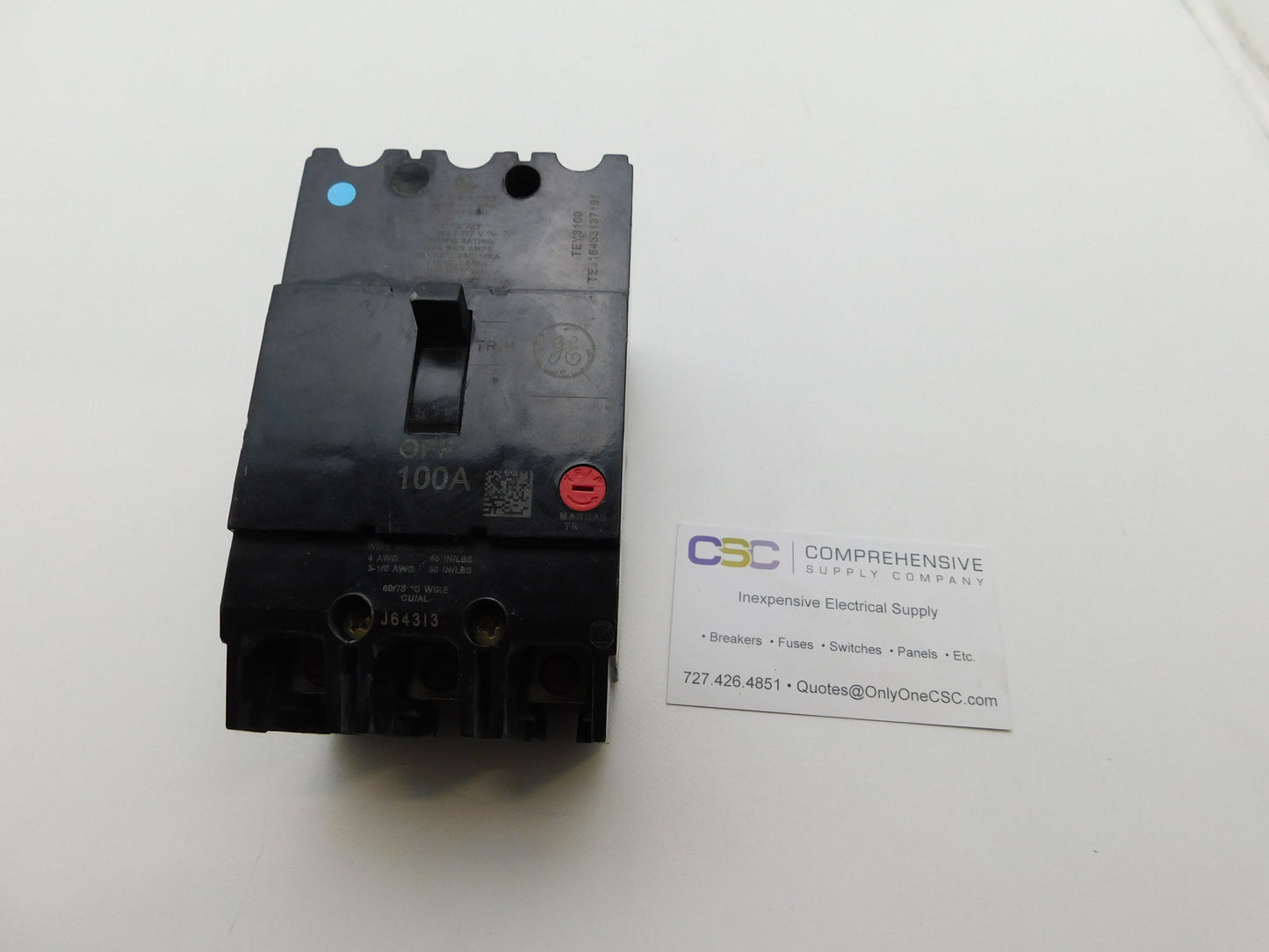 TEY3100 - GE 100A Amp 3P Pole 14kA@680/277V Bolt On Circuit Breaker