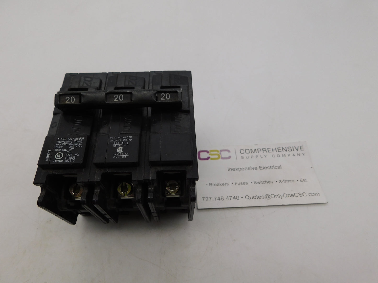 B320H - Siemens 20A Amp 3P Pole 22kA@240V Bolt On Circuit Breaker