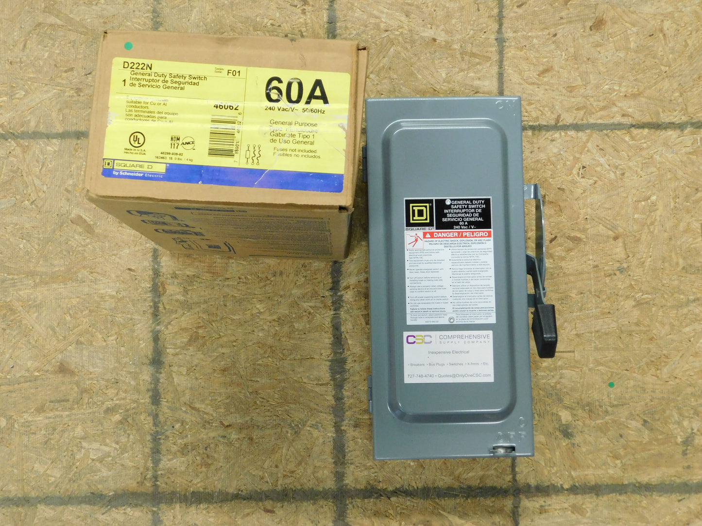 D222N - Square D 60A Amp 2P Pole 240V Nema 1 Fusible Safety Switch