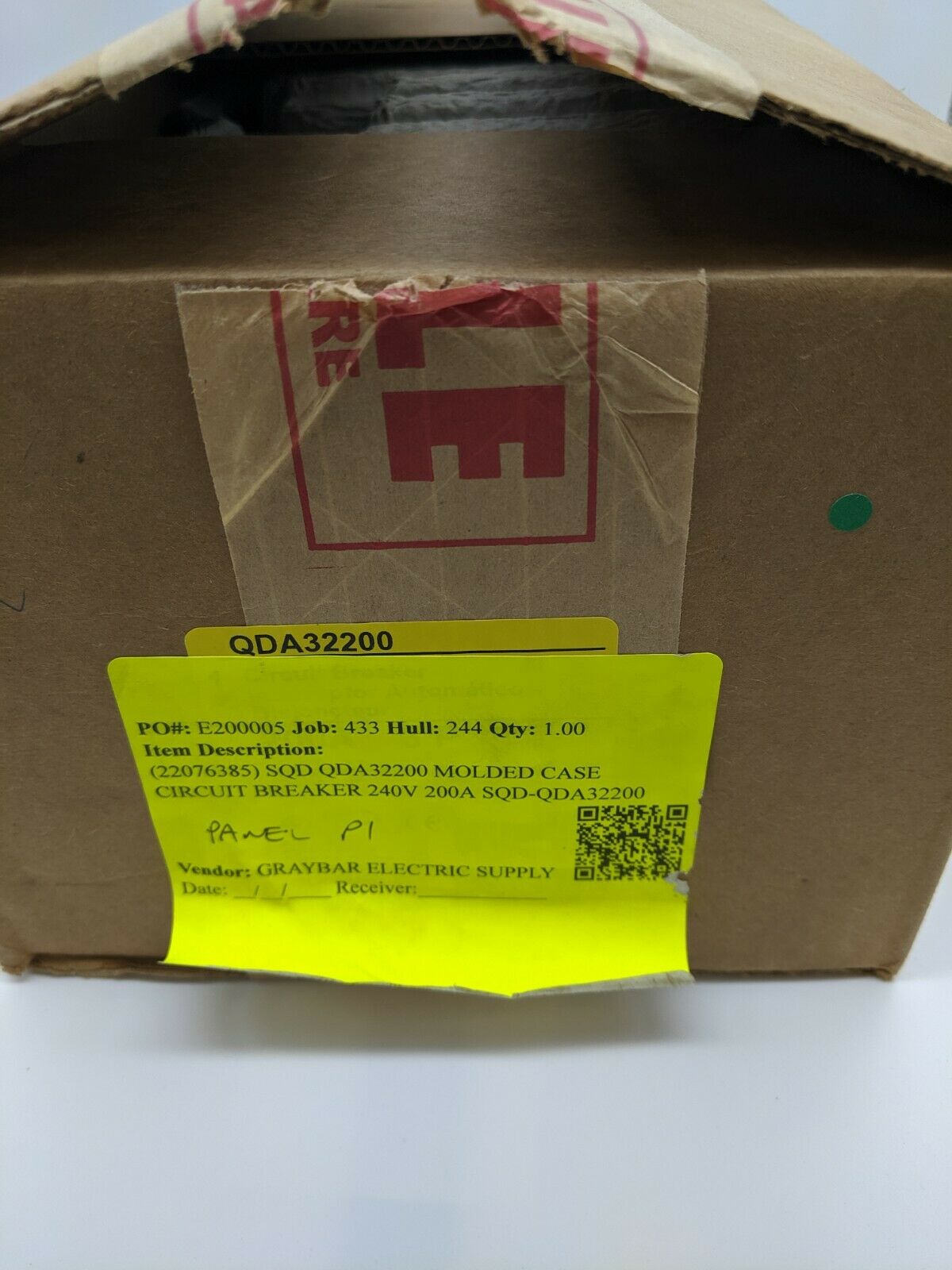 QDA32200 - Square D 200A Amp 3P Pole 25kA@240V I-Line Plug On Powerpact Circuit Breaker