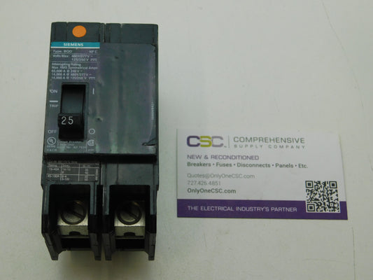 BQD225 - Siemens 25A Amp 2P Pole 14kA@480Y/277V Bolt On Black Circuit Breaker